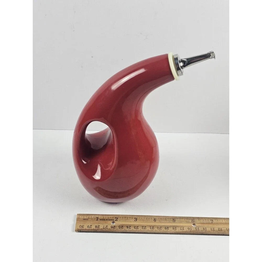Rachael Ray Red EVOO Oil & Vinegar Dispenser Set Ceramic Cruet Pair